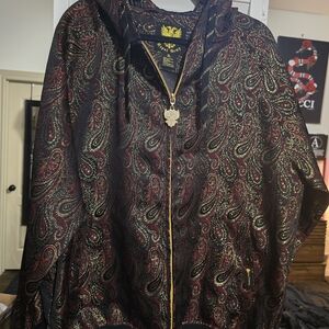 SHINY Gold And Purple Paisley Patterned Hoodie